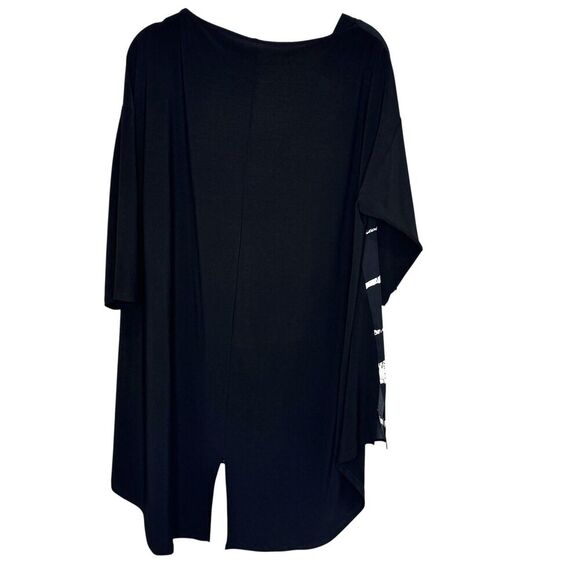 IC by Connie K Shirt Womens Large Black White Striped Oversized Tunic Made USA - Picture 2 of 6